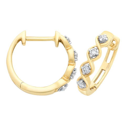 9ct Yellow Gold Diamond Huggies