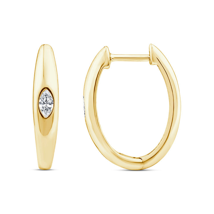 9ct Yellow Gold Lab Grown Diamond Marquise Tapered Earrings