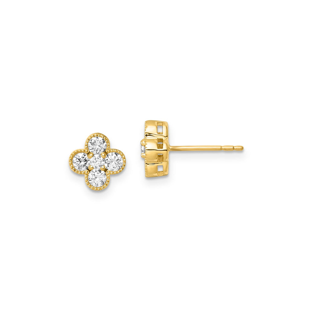 9ct Yellow Gold Lab Grown Diamond Flower Earrings