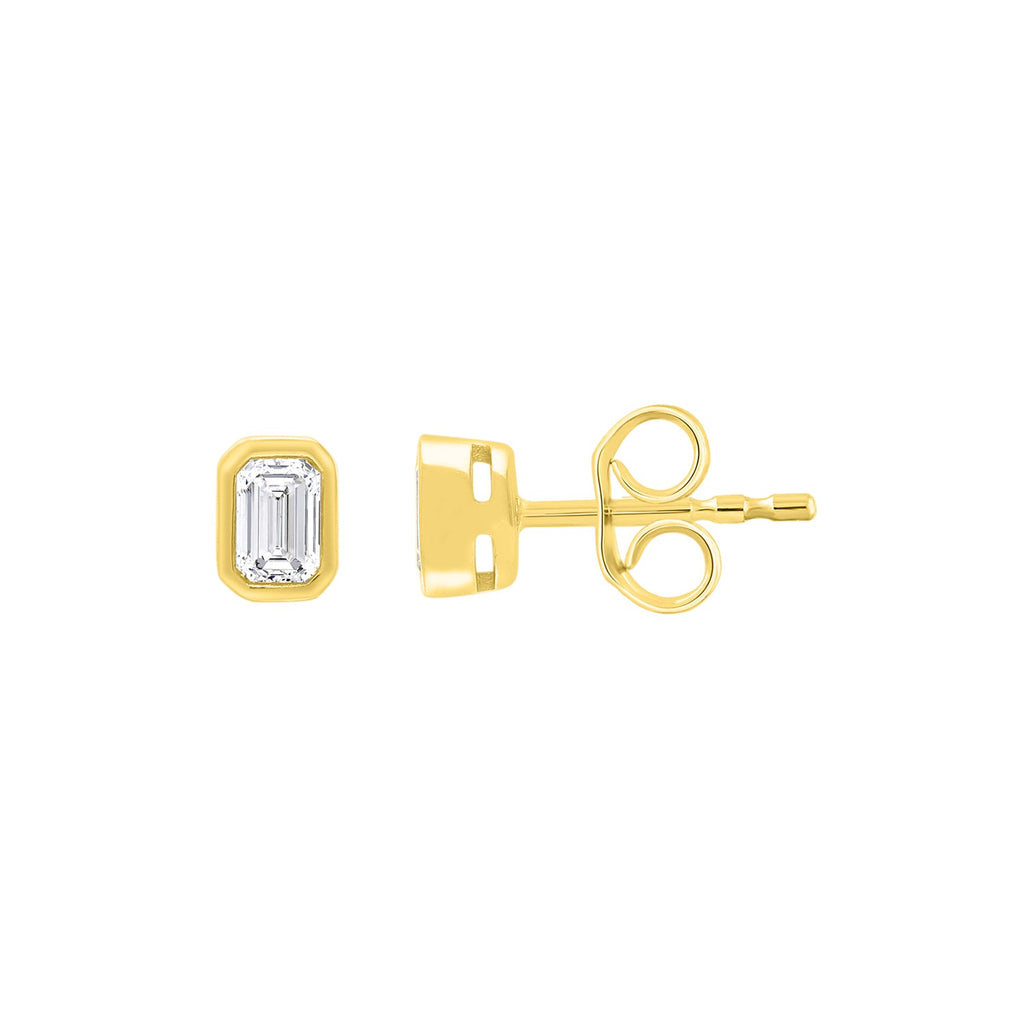 9ct Yellow Gold Emerald Cut Lab Grown Diamond Stud Earrings