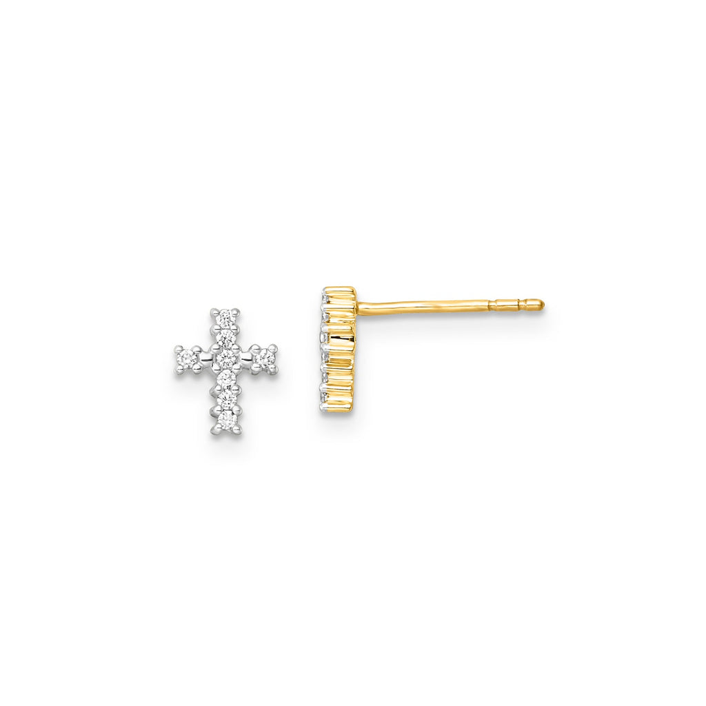 9ct yellow gold Lab grown diamond cross stud earrings