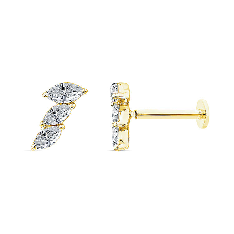9ct yellow gold Lab grown diamond single flat back earring