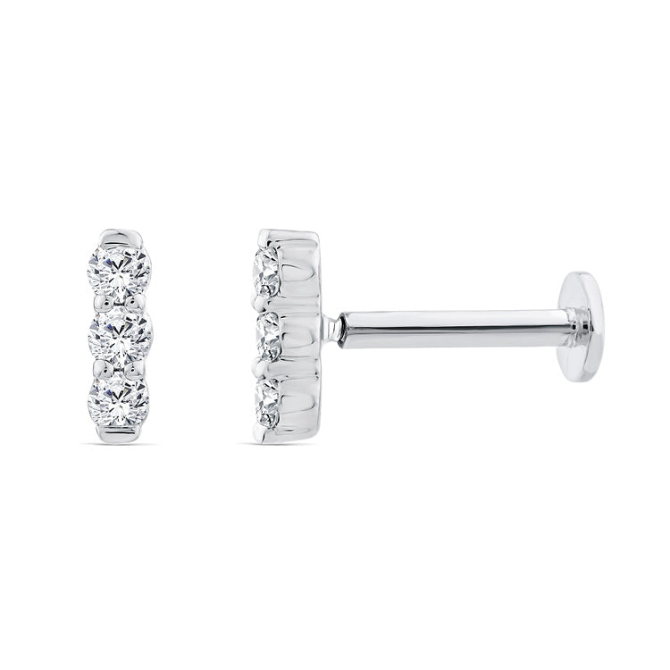 9ct White Gold Lab Grown Diamond Single Flat Back Earring