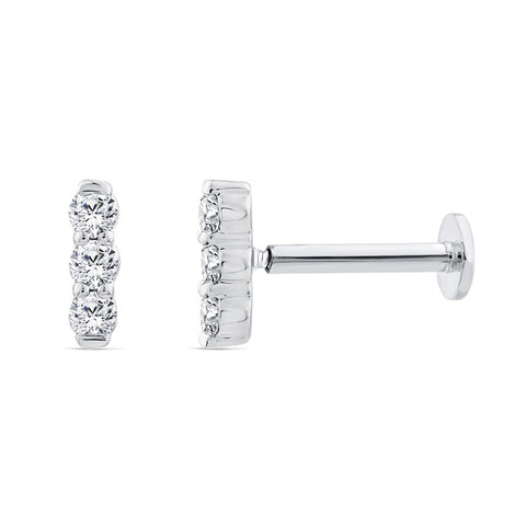 9ct White Gold Lab Grown Diamond Single Flat Back Earring