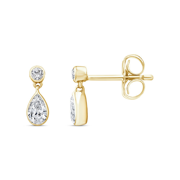 9ct Yellow Gold Lab Grown Diamond Pear Drop Earrings