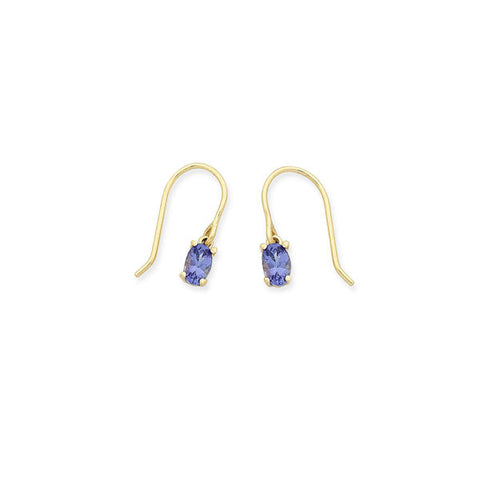 9ct Yellow Gold Tanzanite Drop Earrings