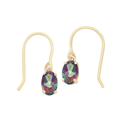 9ct yellow gold mystic topaz earrings