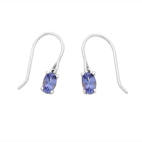 9ct White Gold Tanzanite Drop Earrings