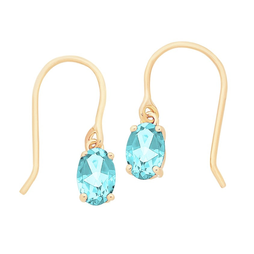 9ct Yellow Gold Blue Topaz Earrings