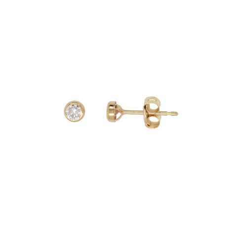 9ct Yellow Gold Bezel Set Cubic Zirconia Stud Earrings