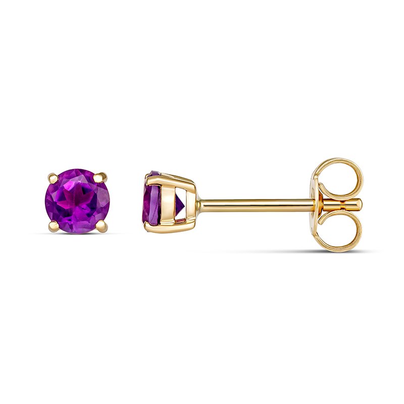 9ct Yellow Gold "Alice" Amethyst Stud Earrings