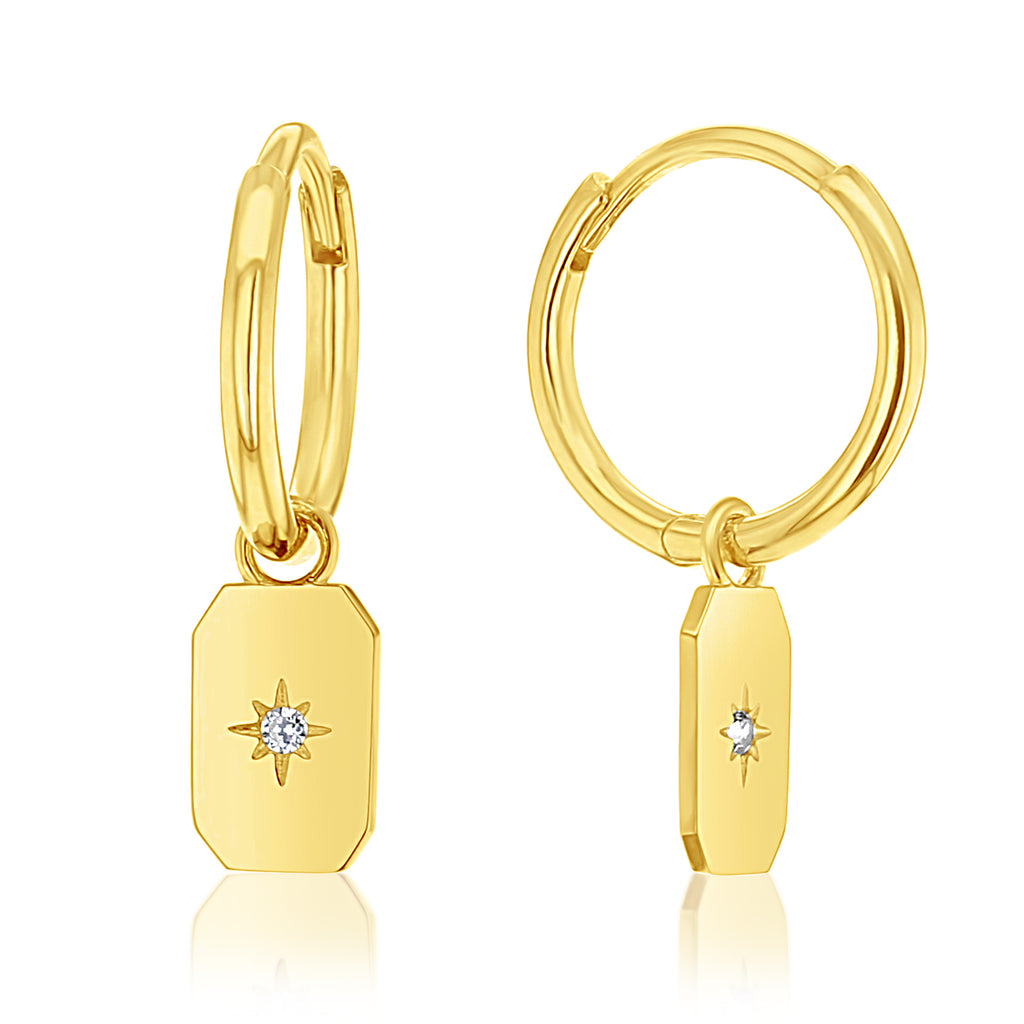 9 Carat Yellow Gold Huggie With Sliding CZ Drops