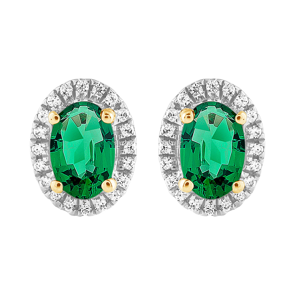 9ct Y/Gold Emerald & Diamond Earrings