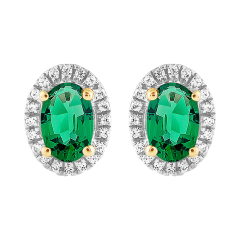 9ct Y/Gold Emerald & Diamond Earrings