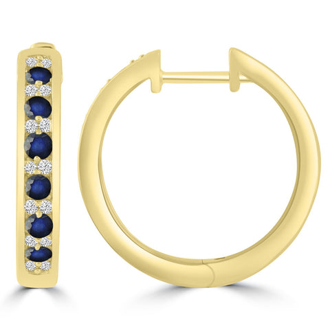 9ct Yellow Gold Sapphire And Diamond Huggies