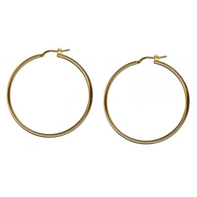 9ct Yellow Gold 40mm Italian Hoop Earrings