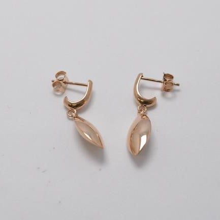 9ct Rose Gold Shiny Marquise Shape Drop Earrings