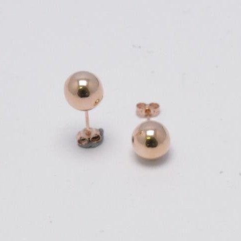 9ct Rose Gold 8mm Plain Ball Stud Earrings