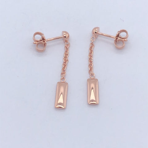 9ct Rose Gold Bar On Chain Stud Earrings