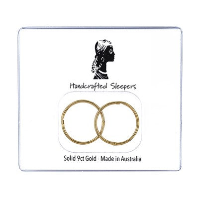 9ct Yellow Gold Solid 14mm Plain Sleepers