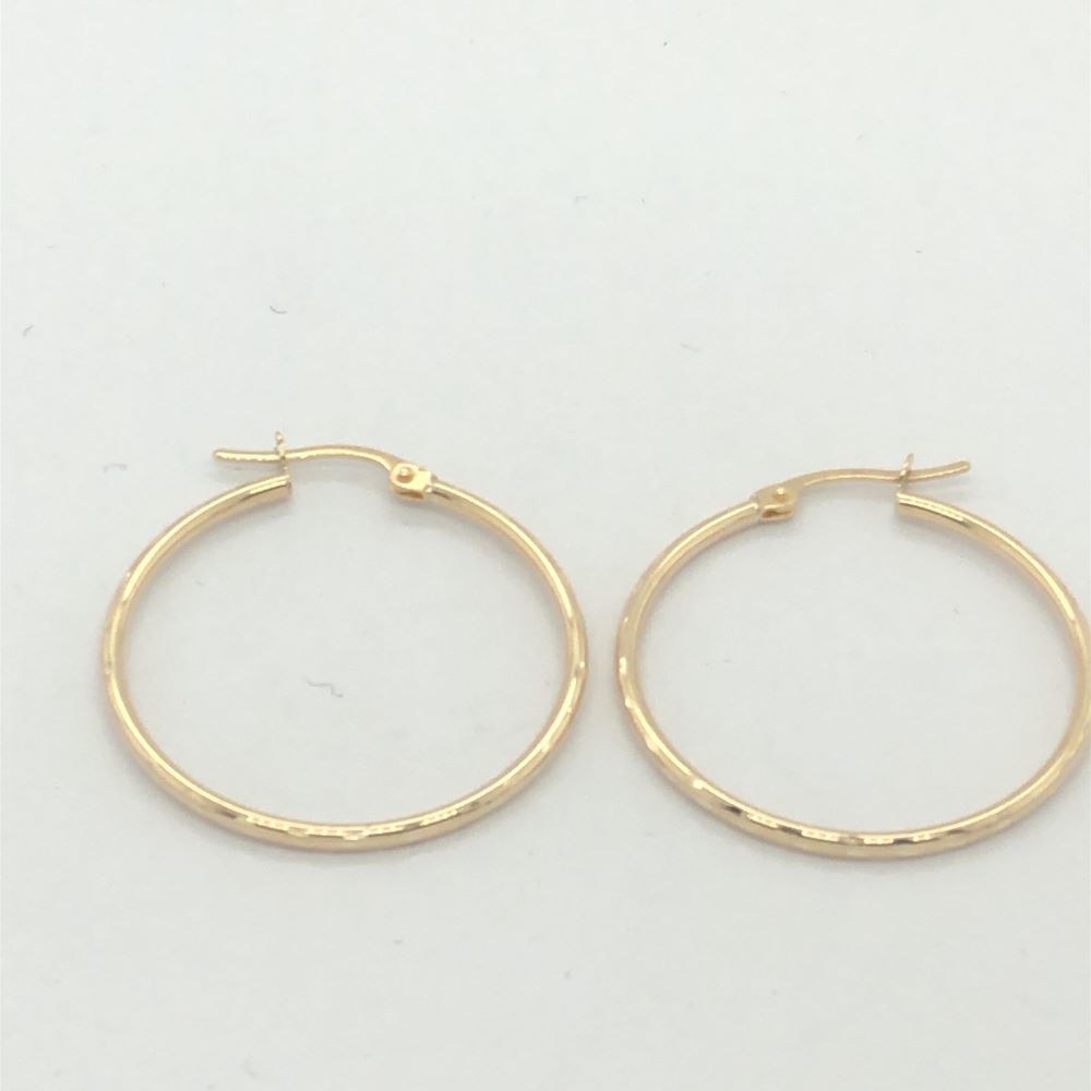 9ct Yellow Gold Thin 25mm Hoop Earrings