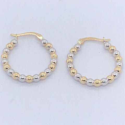 9ct Gold 2 Tone Ball Hoop Earrings