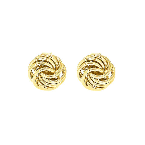 9ct Yellow Gold Hollow 6mm Knot Stud Earrings