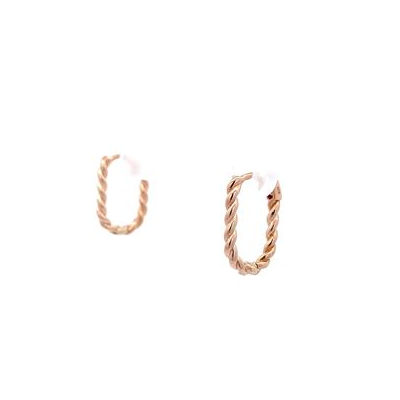 9ct Rose Gold Oblong Twist Huggie Earrings