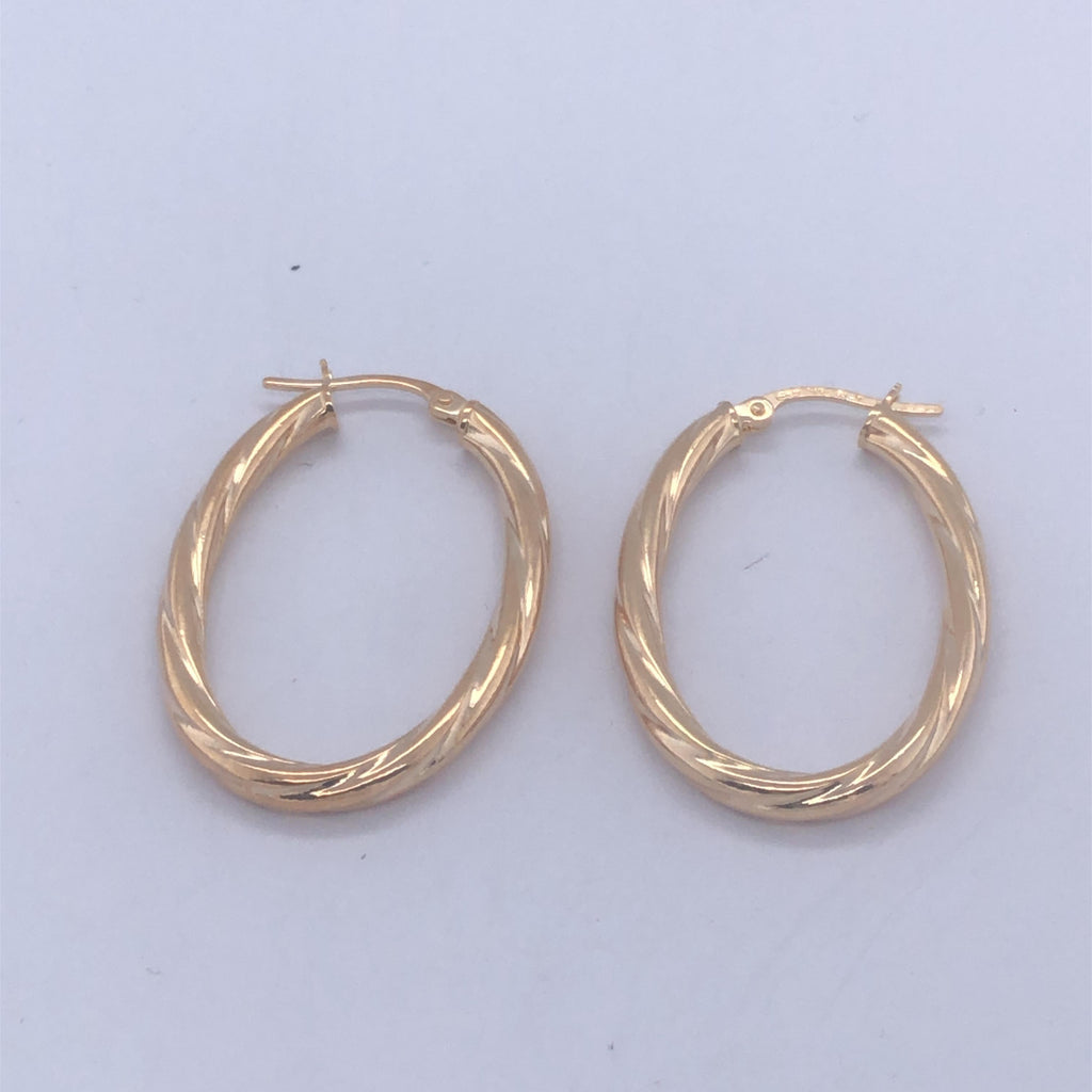 9ct Yellow Gold Oval Twist Hoops