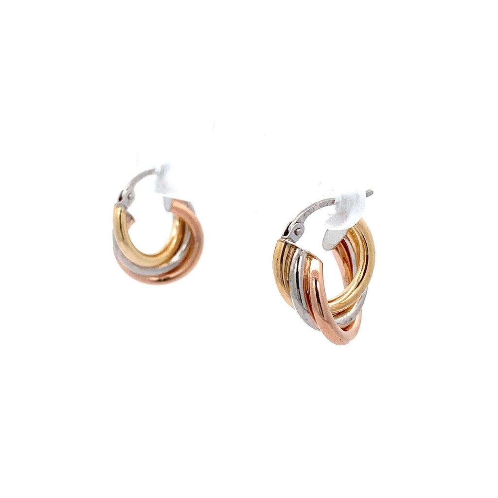 9ct Gold 3 Tone Crossover Hoop Earrings