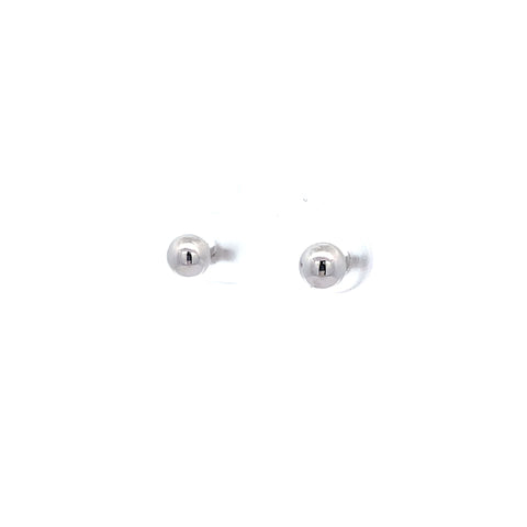 9ct White Gold Shiny Round Ball Stud Earrings