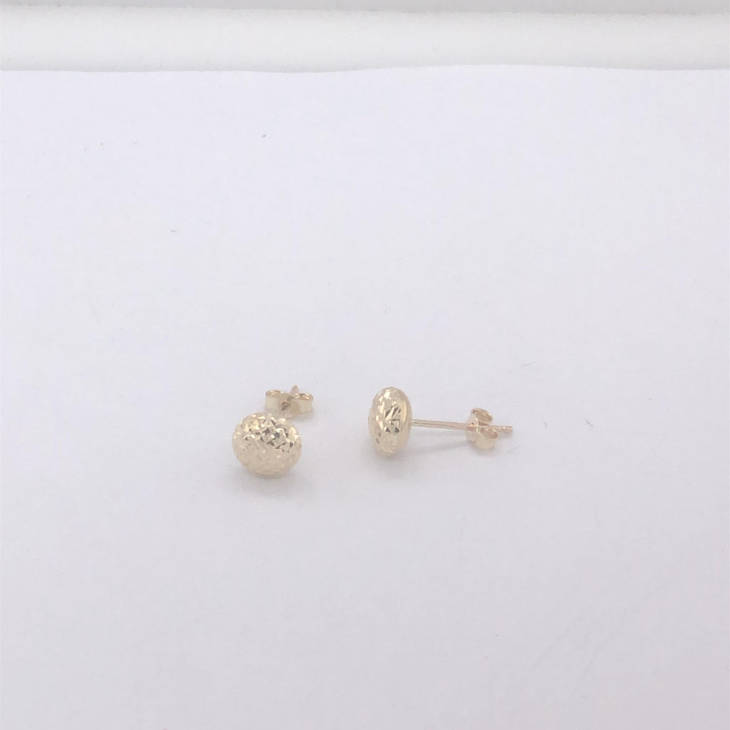 9ct Yellow Gold Diamond Cut Button Studs