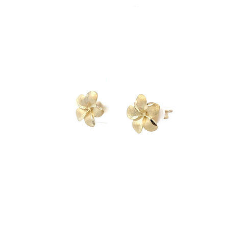 9ct Yellow Gold Brushed Flower Studs