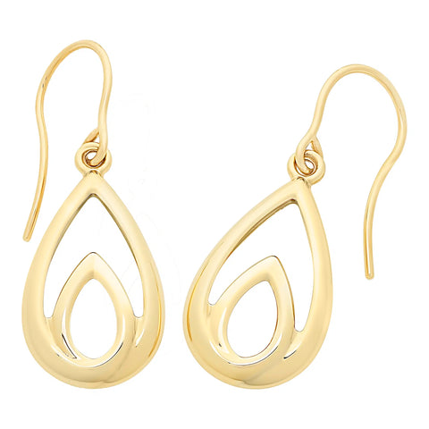 9ct Yellow Gold Double Teardrop Earrings On Hooks