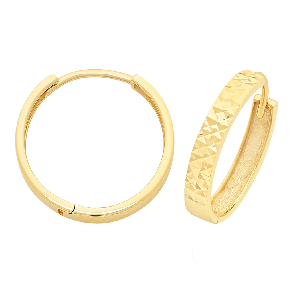 9ct Yellow Gold Diamond Cut Huggies