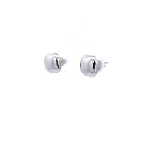 9ct White Gold Square Domed Stud Earrings