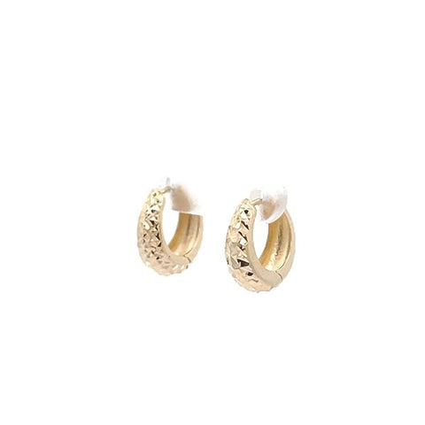 9ct Yellow Gold Rounded Diamond Cut Huggie Earrings
