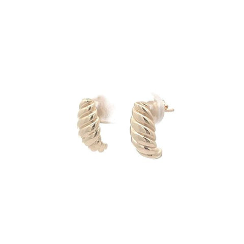 9ct Yellow Gold Stud Earrings With Lined Swirls