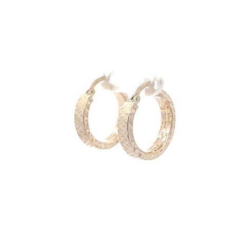 9ct Yellow Gold Diamond Cut Hoop Earrings