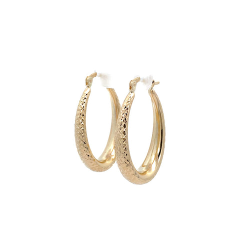 9ct Yellow Gold Diamond Cut Graduated Hoop Earrings