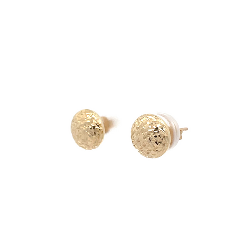 9ct yellow gold 9mm diamond cut button studs