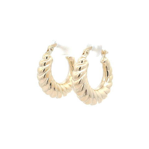 9ct Yellow Gold Croissant Twist Graduated Hoops