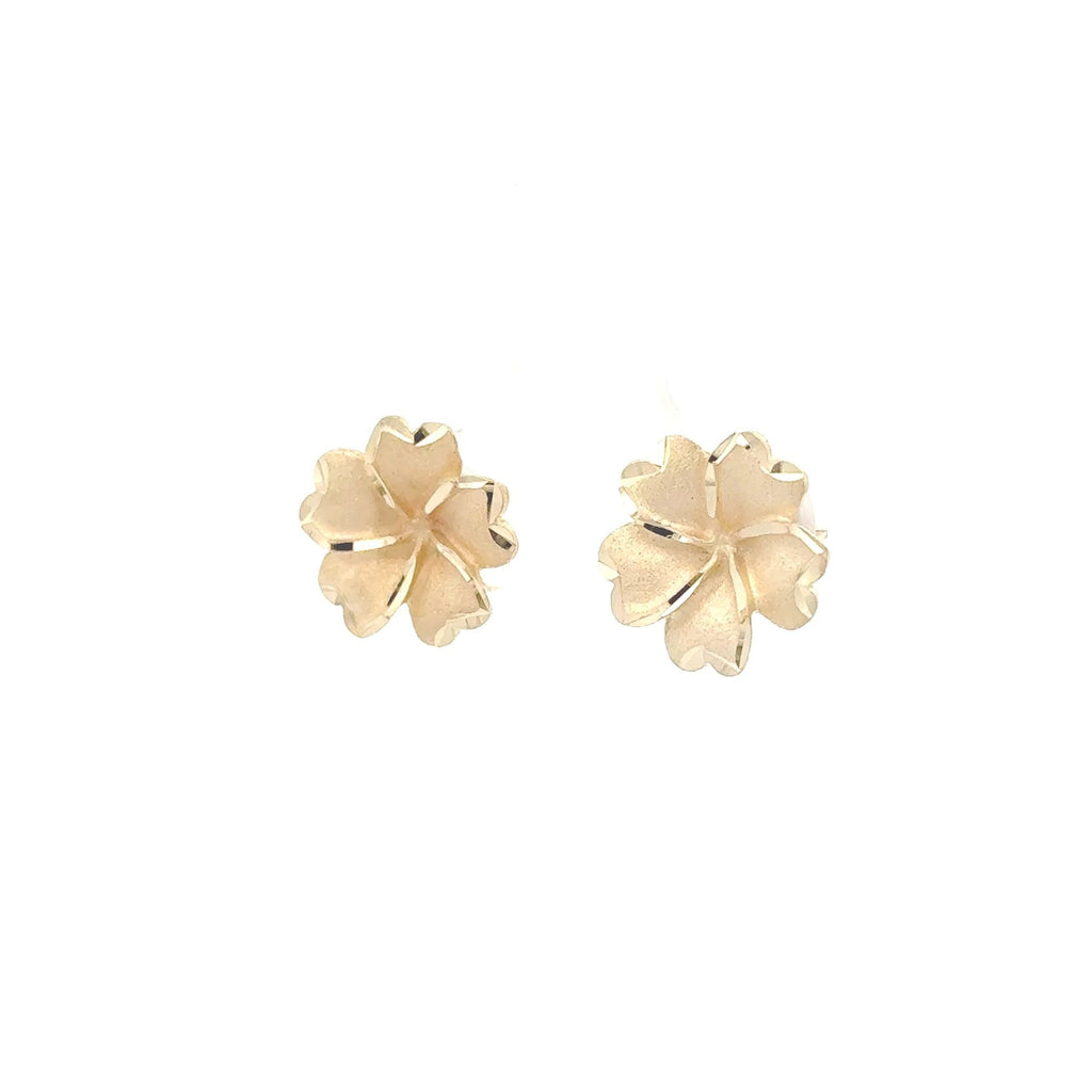 9ct Yellow Gold Diamond-Cut Flower Studs