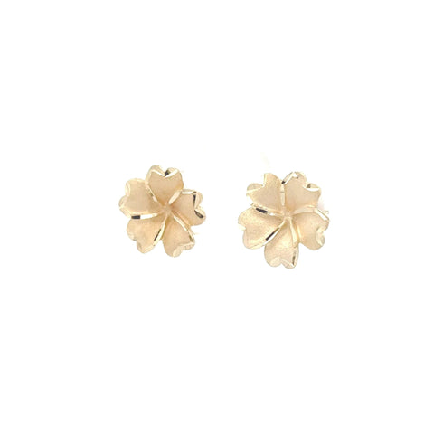 9ct Yellow Gold Diamond-Cut Flower Studs