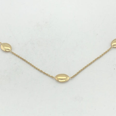 9ct Yellow Gold Oval Disc On Trace Chain 45cm Necklet