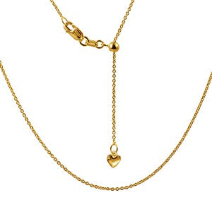 9ct Yellow Gold Italian Cable Slider Chain