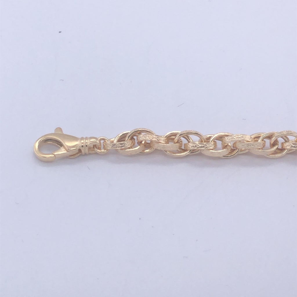 9ct Yellow Gold Engraved Double Link Rope Chain