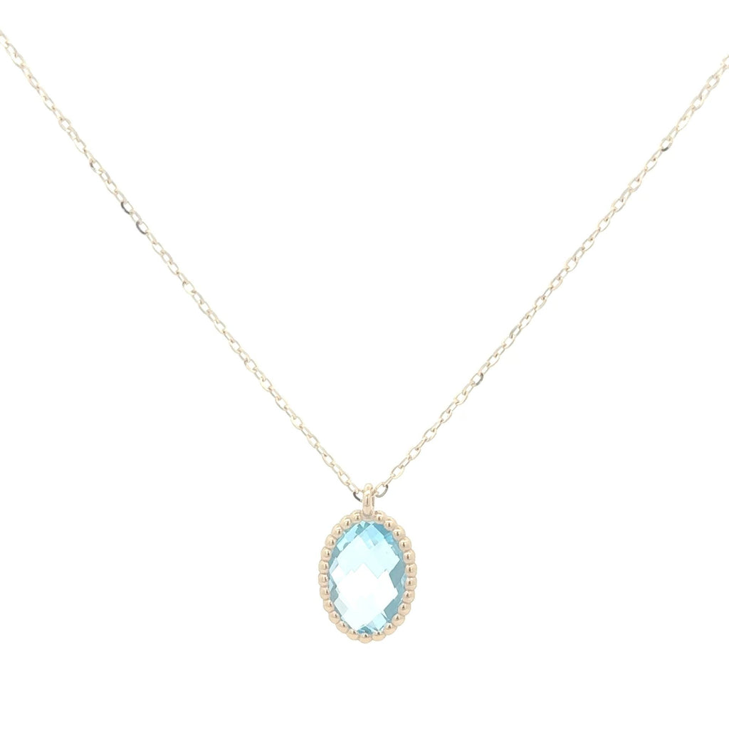 9ct Yellow Gold Oval Blue Topaz Necklet