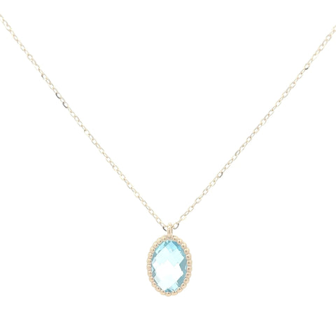 9ct Yellow Gold Oval Blue Topaz Necklet