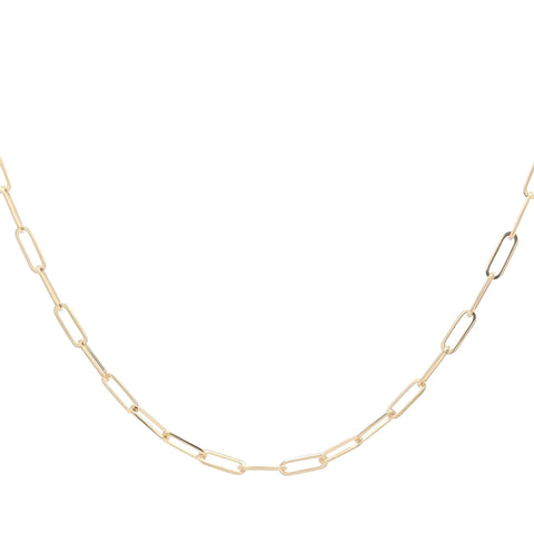 9ct Yellow Gold 45cm Paper Clip Link Chain